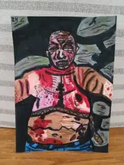 Drawing Well Walker Zombie Walking Dead Horror AMC Halloween Mcfarlane 5"x7" Art
