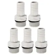 Hose Barb Fitting 15mm Barbed G1/2 Male Thread, 5 Pack Pipe Connector, Grey
