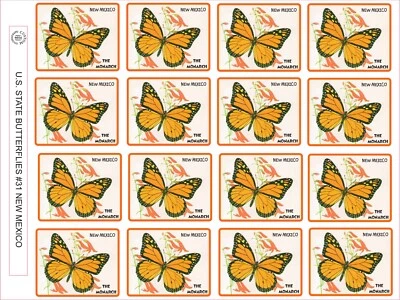 NEW MEXICO STATE BUTTERFLY - THE MONARCH - 12 PER SHEET