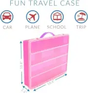 Life Made Better Storage Box for Toys, figurine holder, Pink w/ Blue Handle