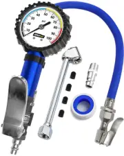 Tire Inflator with Pressure Gauge Heavy Duty Air Chuck 100PSI Longer Hose