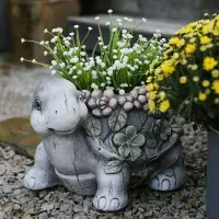 在飛比找樂天市場購物網優惠-動物花盆創意可愛大號個性花園會所別墅陽臺裝飾花瓶烏龜造型花缸