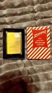 Unused Zippo Coca-Cola Gold Finish Lighter with Box USA Made Vintage