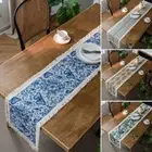 Vintage Print Table Runner Placemat Tassel Dining Kitchen Tablecloth Table Cloth