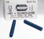1/4-20x1-1/2 Hex Socket Set Screws Cup Point Alloy Steel (15)