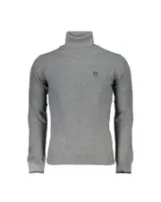 North Sails Embroidered Turtleneck Sweater with Recycled Fibers Men Gray