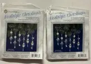 LOT Solid Oak Nostalgic Christmas Beaded Crystal Ornament Kits Dangling Angels