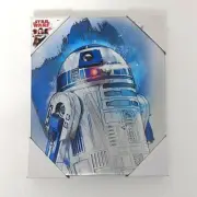 STAR WARS R2-D2 Metallic 12x10 Art Print Canvas on Wood Gallery Wrap Silver/Blue