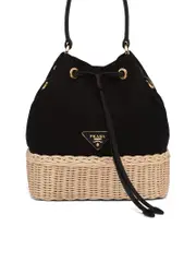 Prada Bucket Bag in Wicker and Canvas