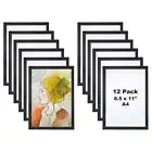 12Pack Magnetic Sign Holder A4 Self-Adhesive Magnetic Picture Frame Black
