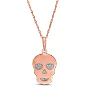 Natural Diamond Accent Laser-Cut Skull Pendant in 10K Rose Gold