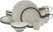 [Mikasa] Swirl White 4 Piece Place Setting, Service for 1, Ombre Mocha Banded