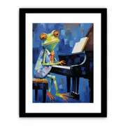 Frog Blue Piano Modern Art Canvas painitng Print