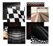 Racing Checkered Flag 12x12 Scrapbook Papers Assortment SET - 4 Sheets