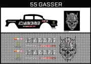 Hot Wheels (1/64), 55 Gasser "Cyborg" Waterslide, Printed White First, Decals
