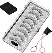 Magnetic Eyelashes with Applicator, Upgrade Magnetic Lashes Natural Look, No Glue Eyeliner Needed Soft Reusable False Eyelashes, Lightweight Waterproof Magnets Lashes for Daily(Style B,MB15K-5)