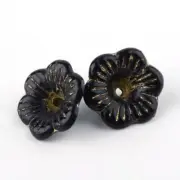 50 BULK Beads Acrylic Flower Black Gold Lily Metal Enlaced Wholesale Supplies