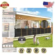Adjustable Indoor/Outdoor Retractable Gate - 34” Tall & 150” Wide, Easy Install