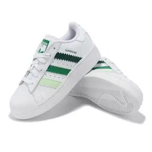 adidas 休閒鞋 Superstar XLG W 女鞋 白 綠 皮革 厚底 貝殼頭 三葉草 愛迪達 IF9121 23.5cm WHITE/GREEN