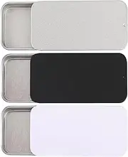 KALIONE Metal Box Containers Empty Slide Top Small Metal Containers Rectangular Storage Box Containers for Candies Jewelry Crafts Pills Survival Kit 3Pcs(4.33 by 2.36 by 0.62 Inch)