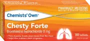 CO Chesty Forte 8mg - 50 Tabs For Cold, Chesty Cough, Sticky Mucus, Phlegm
