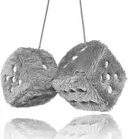 Retro Square Fuzzy Plush Dice - Grey | Suction Cup Hanging for Car Rearview Mirror & Home Decor