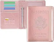 [TOUDENGCANG] Premium PU Leather Passport Holder with RFID Blocking, Travel Wallet for Men & Women Organizer for Passports, Tickets, Cards + Pen Holder Stylish & Secure Travel Essential