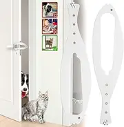 2 Piece cat Door Holder Latch Large cat Door Replacement to Keep Dogs Away from Litter Boxes and Food, with 5 Adjustable Size fastlatch Straps 2.5-6 inches Wide for Easy Installation of White