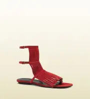 GUCCI BECKY RED FLAME Fringe Gladiator Thongs Sandals EU 37 37.5 I LOVE SHOES