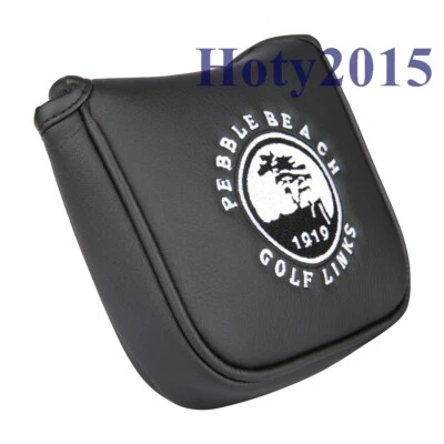 Black Pebble Beach Golf Square Mallet Putter Club Head Cover Magnetic Closure