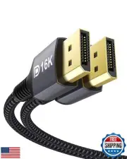 Stouchi DisplayPort Cable 2.1, 16K 8.2FT/2.5M DisplayPort Cable 80Gbps 16K@60