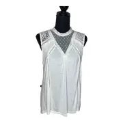 American Eagle Cie NWT M Junior White Lace Knit Sleevless Blouse $39 M016