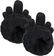 [COLLBATH] Ergonomic Touch Screen Warm Gloves 1 Pair Plush Bike Gloves Windproof Water-Resistant for Cycling Hiking Winter Fitness