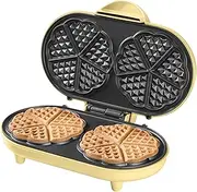 Bestron Double waffle maker for classic heart-shaped waffles, Waffle maker with non-stick coating, Sweet Dreams collection, Color: Yellow