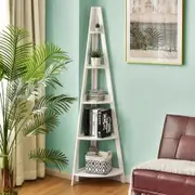 Modern Corner Bookcase and Shelf with Strong Wooden Frame for Office