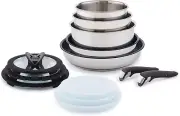 Tefal Ingenio Induction 13 Pc Cookware Set Stainless Steel Wok Frying Pans