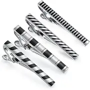 [KUHBDIE] Men's Business Tie Clip Set Zebra Stripe Tie Clip Classic Black and White Suit Accessories