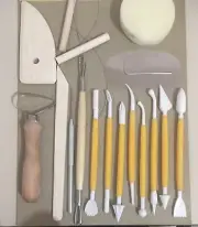 17 pc Pottery Clay Sculpting Tools in Plastic Pouch