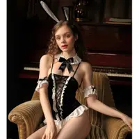 在飛比找ETMall東森購物網優惠-交叉三點式絲絨兔女郎手環制服