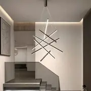 BAMDECOR 100cm Adjustable Pendant Light for Double-Storey Villa Commercial Use with Soft Light and Eye Protection Black Aluminum & Silicone