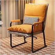 Office Guest Chair with Lumbar Support Desk Chair No Wheels Arm Chair with Thickened Seats Cushion,Waiting Room Chairs Side Chair for Office School Church Guest Reception (Color : Orange)