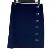 NWT J. McLaughlin Serina Button Detail Skirt Winter Navy Blue Size 0