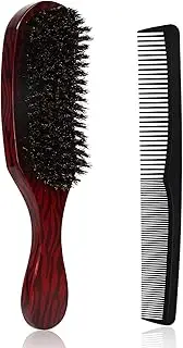 Boar Bristle Hair Brush and Massage Comb for Beard Slick Back Brush for Styling Detangling Smoothing for Men Women