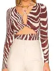 WOW! New Tags Jonathan Simkhai "Zion" burgundy animal print cut out tie top med