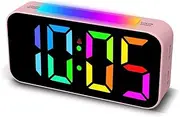 Alarm Clocks for Bedrooms Heavy Sleepers, Digital Clock with Night Light, Large Display, Dual Alarm, Snooze, Dimmable Bedside Alarm Clock for Kids Teens Boys Girls (Pink)