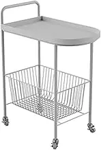 Kitchen Cart Storage Cart Simple Bedside Table Mini Mobile Coffee Table Storage Cart Kitchen Bathroom Cart (Color : Gray, Size : 1pcs)