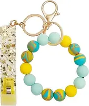 Colorful Silicone Beads Bracelets Bangle Keychains Wrist Beads Bangle Protect Nails Card Clip Car House Key Rings Holder/368