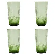 4x LVD Alfresco Forest 15cm Tall Glass Tumbler Water/Cocktail Cup Green
