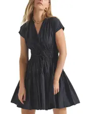 Derek Lam 10 Crosby Tora V Neck Smocked Poplin Dress
