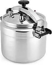 Fulgutonit Clamp On Pressure Cooker, 26 Quart Aluminum Pressure Cooker w/Ultra Safe Clamp Bar Locking System, 2 Valves for Stable High Pressure, for Family or Commercial Use